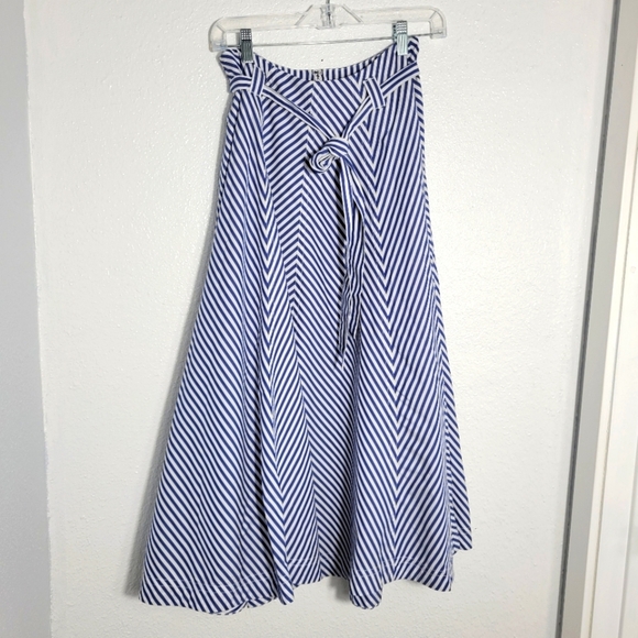 Madewell Poplin Flared Midi Skirt in Stripe, SZ 4, NWOT NO935 - Picture 6 of 10
